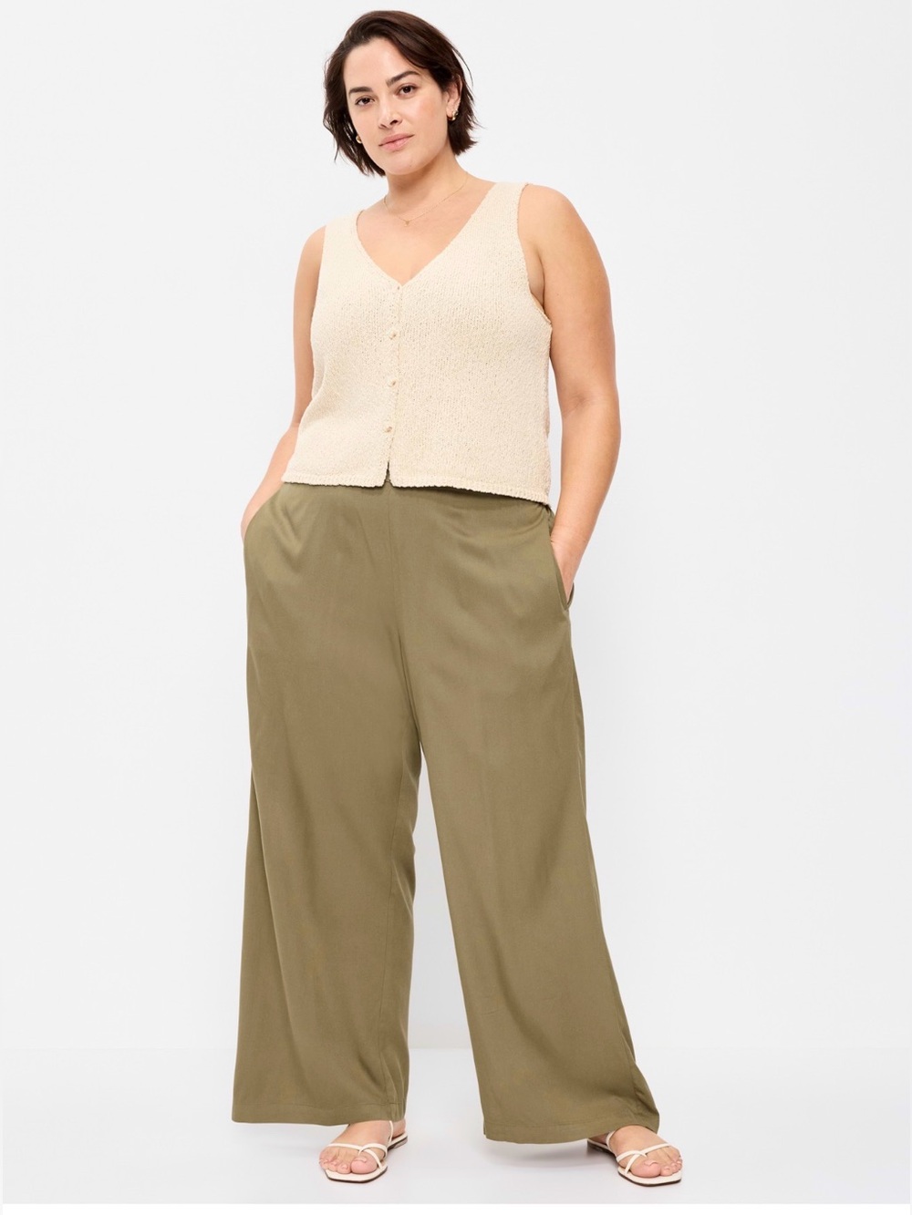 Old navy Wide-Leg Olive Green Women's Pants NWT